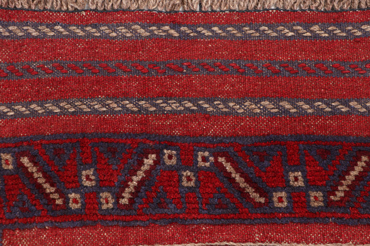 Dark Red Mashwani 2' x 7' 10 - No. 63738 - ALRUG Rug Store