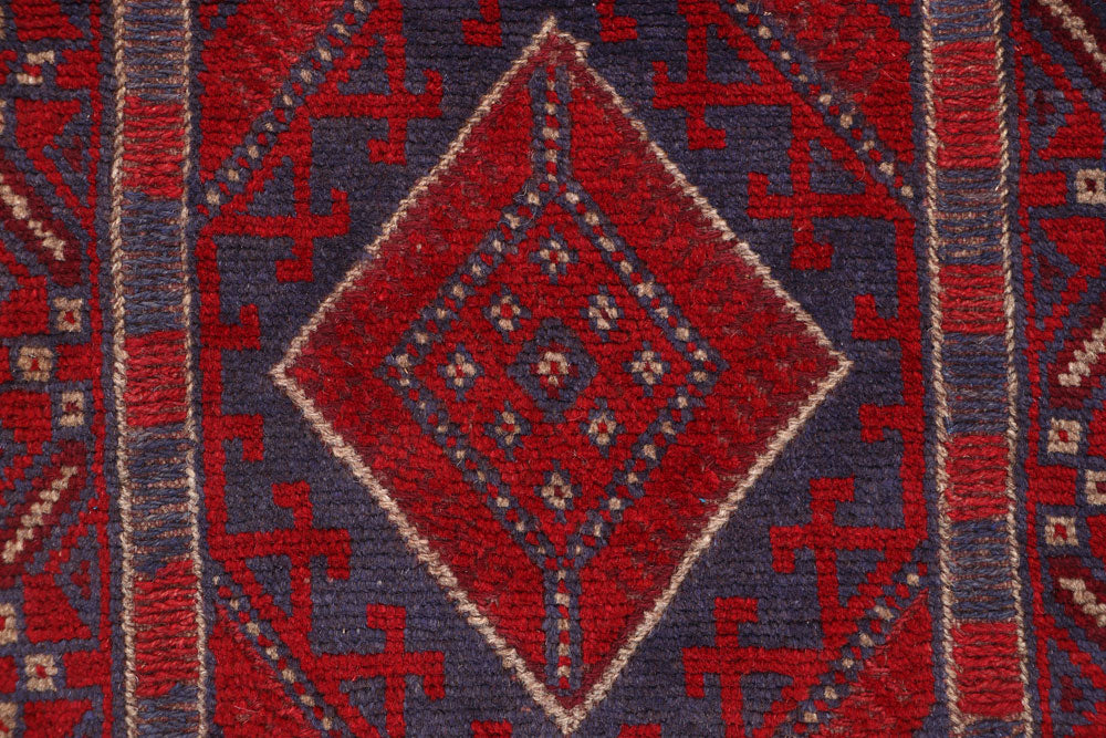 Dark Red Mashwani 2' x 7' 10 - No. 63738 - ALRUG Rug Store