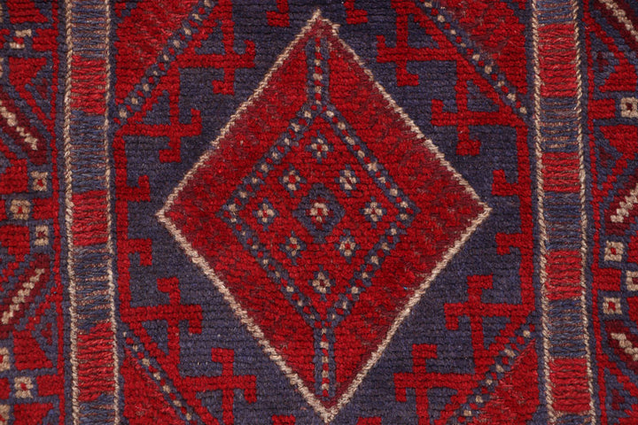Dark Red Mashwani 2' x 7' 10 - No. 63738 - ALRUG Rug Store