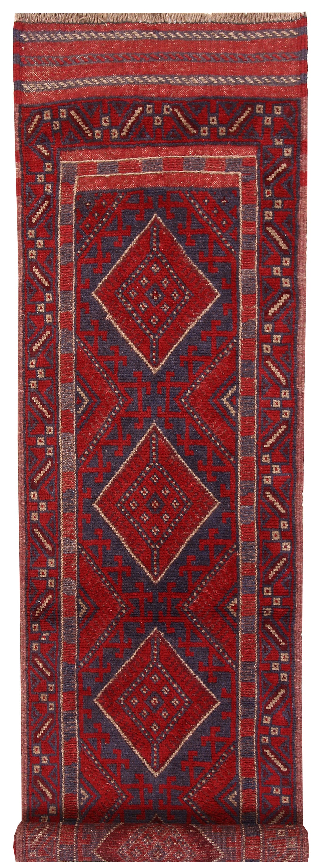 Dark Red Mashwani 2' x 7' 10 - No. 63738 - ALRUG Rug Store