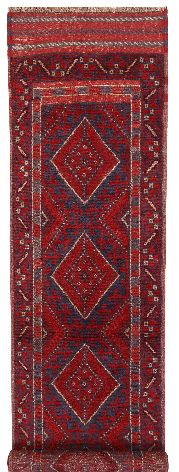 Dark Red Mashwani 2' x 7' 10 - No. 63738 - ALRUG Rug Store
