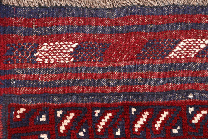 Dark Red Mashwani 2' x 8' 5 - No. 63739 - ALRUG Rug Store