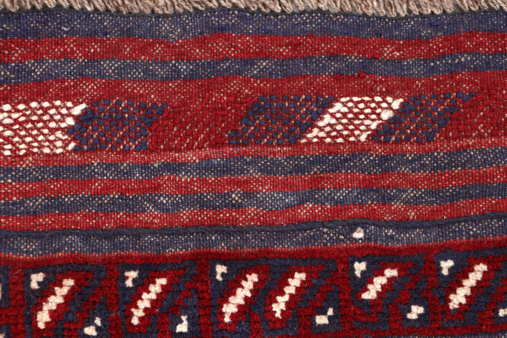 Dark Red Mashwani 2' x 8' 5 - No. 63739 - ALRUG Rug Store