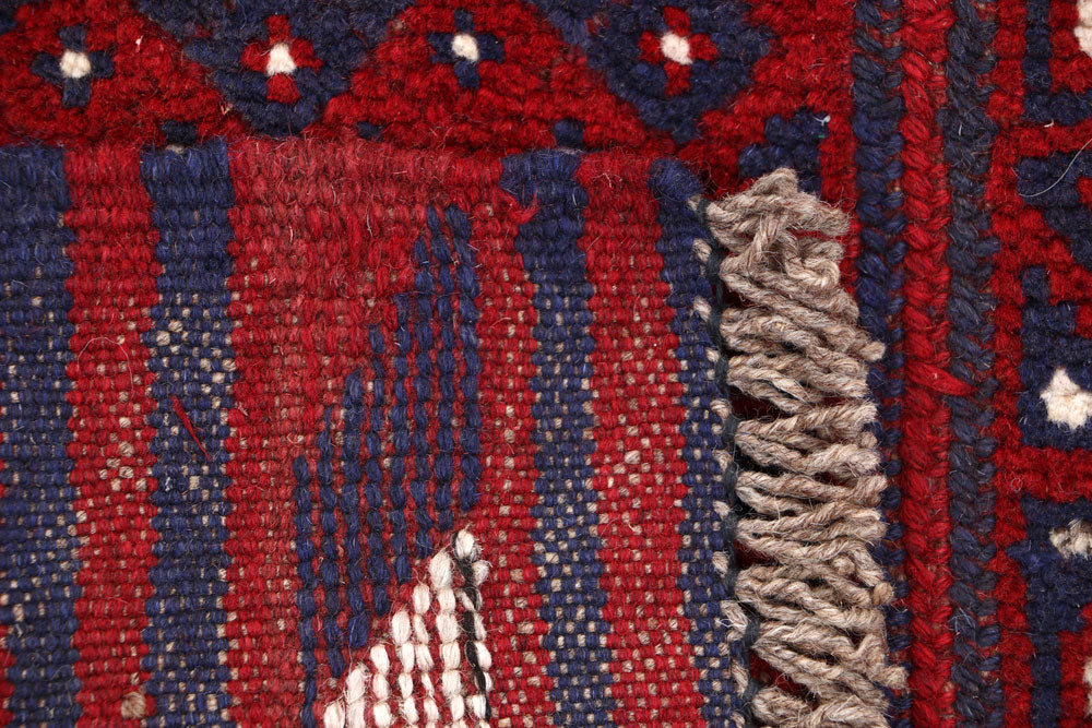 Dark Red Mashwani 2' x 8' 5 - No. 63739 - ALRUG Rug Store