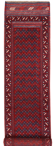 Dark Red Mashwani 2' x 8' 5 - No. 63739 - ALRUG Rug Store