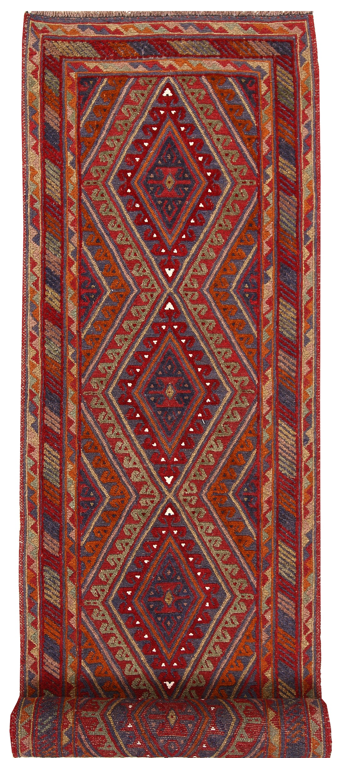 Afghan Mashwani Rug 2' 6" x 11' 7" Hand-Knotted