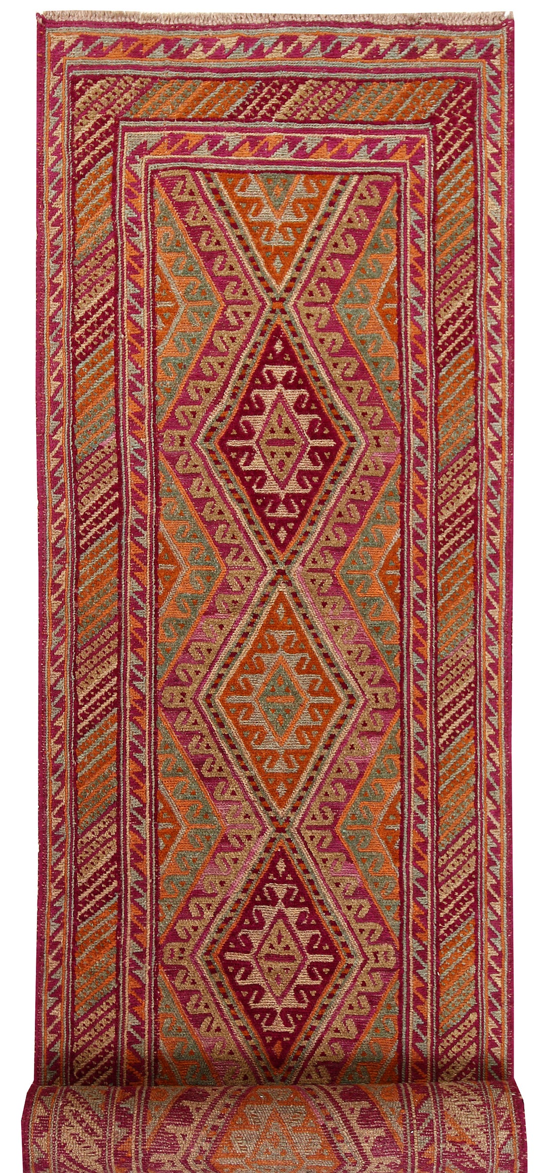 Afghan Mashwani Rug 2' 6" x 11' 11" Hand-Knotted