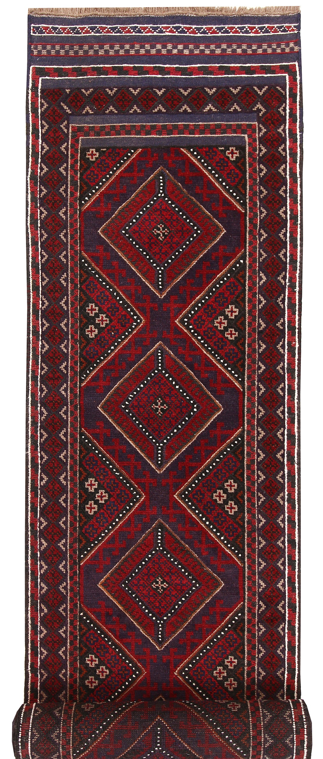 Dark Blue Mashwani 2' 5 x 12' 8 - No. 63743 - ALRUG Rug Store