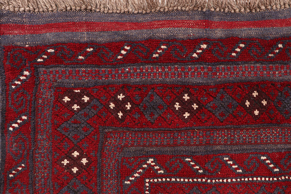 Dark Red Mashwani 4' 1 x 4' 11 - No. 63758 - ALRUG Rug Store