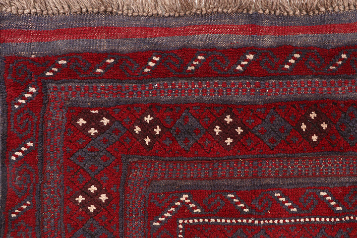 Dark Red Mashwani 4' 1 x 4' 11 - No. 63758 - ALRUG Rug Store