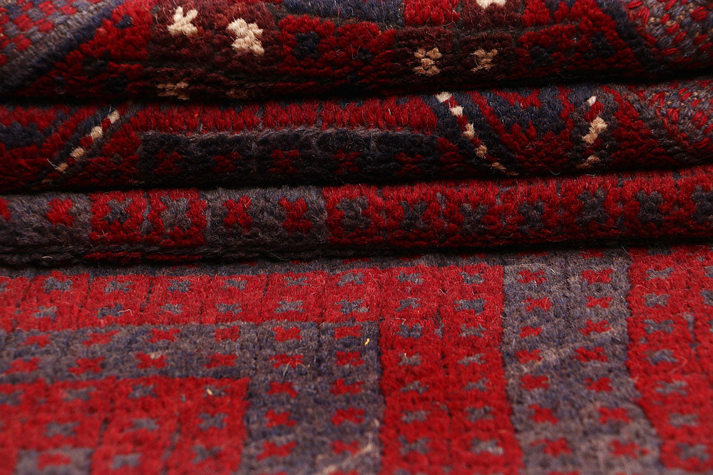 Dark Red Mashwani 4' 1 x 4' 11 - No. 63758 - ALRUG Rug Store