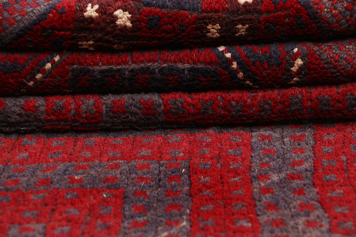 Dark Red Mashwani 4' 1 x 4' 11 - No. 63758 - ALRUG Rug Store