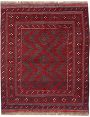 Dark Red Mashwani 4' 1 x 4' 11 - No. 63758 - ALRUG Rug Store