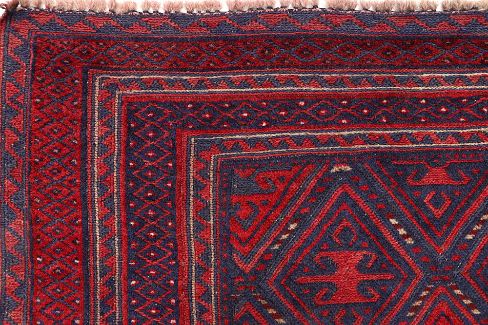 Dark Red Mashwani 4' 2 x 4' 4 - No. 63761 - ALRUG Rug Store