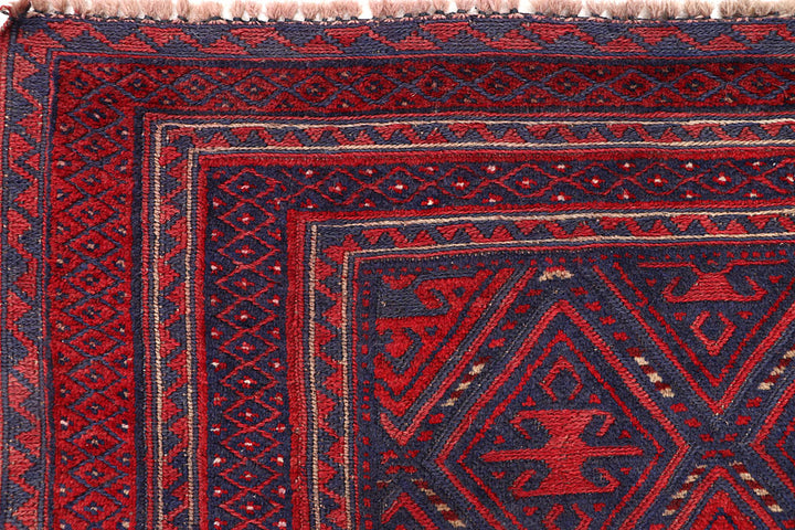 Dark Red Mashwani 4' 2 x 4' 4 - No. 63761 - ALRUG Rug Store