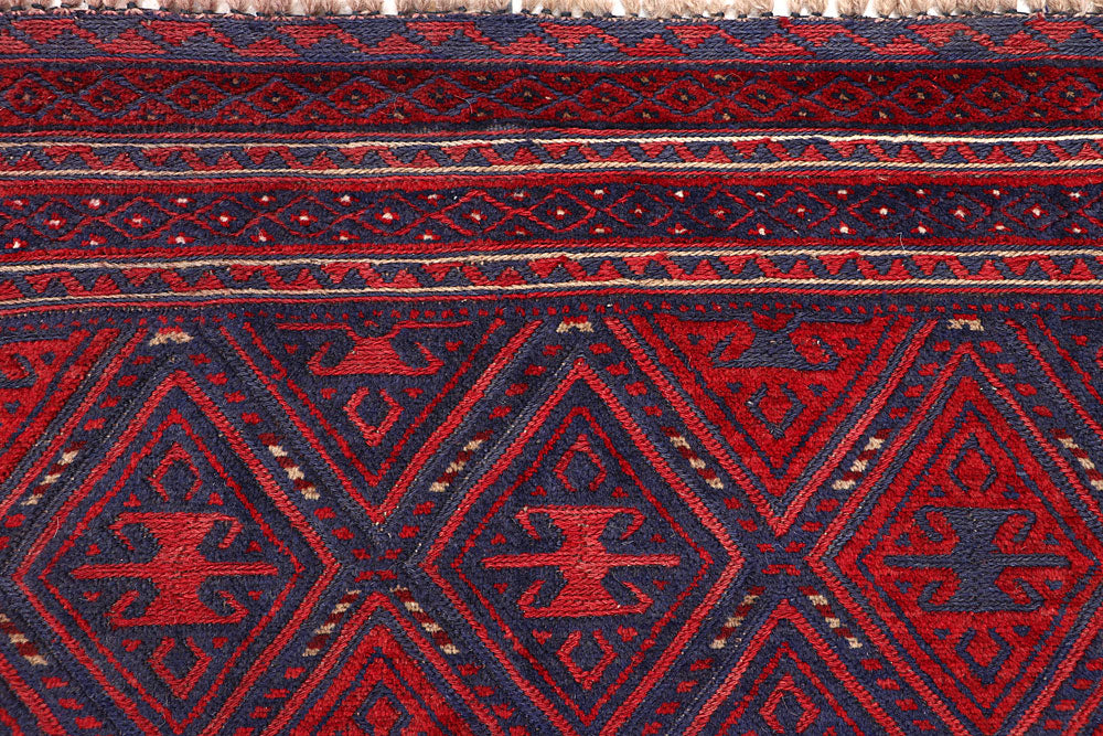 Dark Red Mashwani 4' 2 x 4' 4 - No. 63761 - ALRUG Rug Store