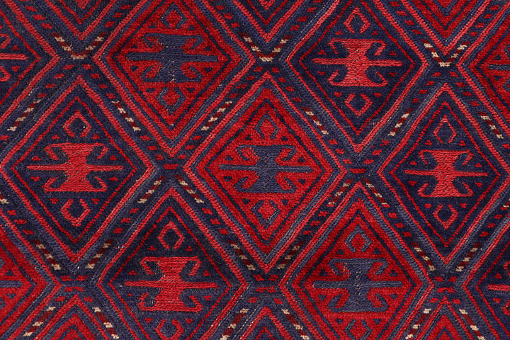 Dark Red Mashwani 4' 2 x 4' 4 - No. 63761 - ALRUG Rug Store