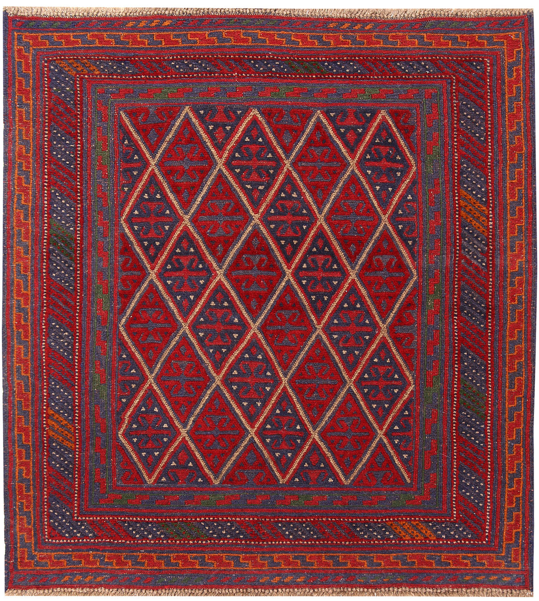 Dark Red Mashwani 3' 9 x 4' 1 - No. 63762 - ALRUG Rug Store