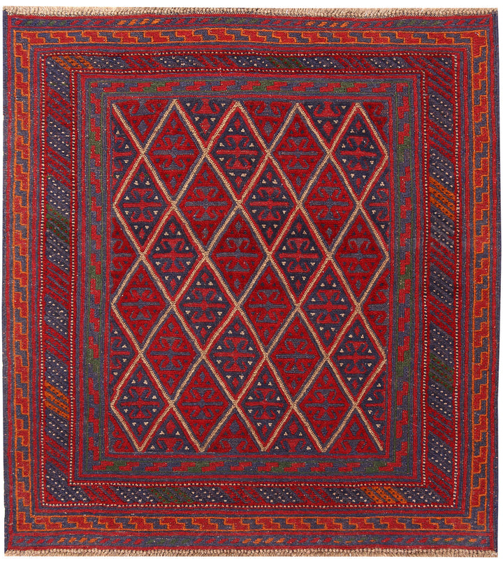 Dark Red Mashwani 3' 9 x 4' 1 - No. 63762 - ALRUG Rug Store