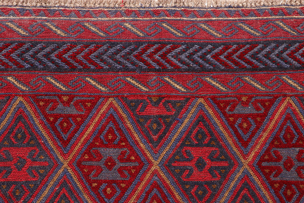 Dark Red Mashwani 4' x 4' 4 - No. 63773 - ALRUG Rug Store