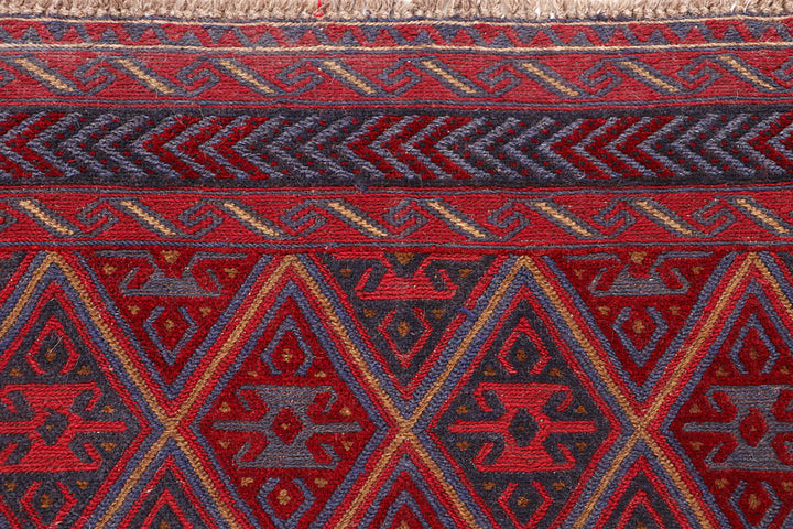 Dark Red Mashwani 4' x 4' 4 - No. 63773 - ALRUG Rug Store