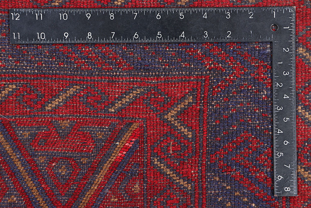 Dark Red Mashwani 4' x 4' 4 - No. 63773 - ALRUG Rug Store