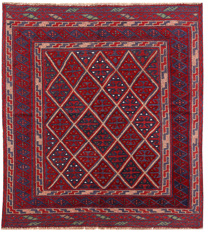 Dark Red Mashwani 3' 10 x 4' 3 - No. 63782
