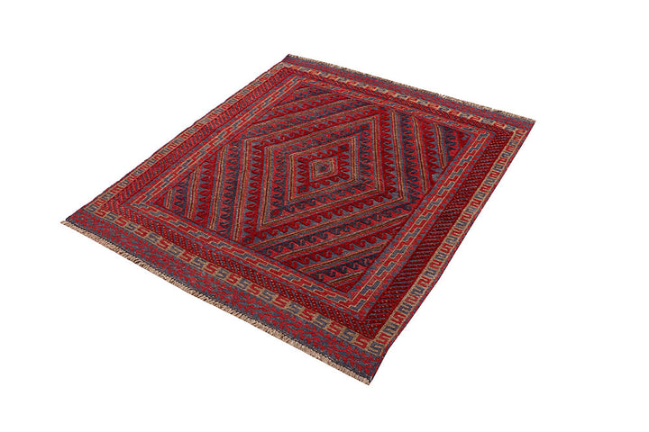 Dark Red Mashwani 3' 11 x 4' 4 - No. 63783 - ALRUG Rug Store