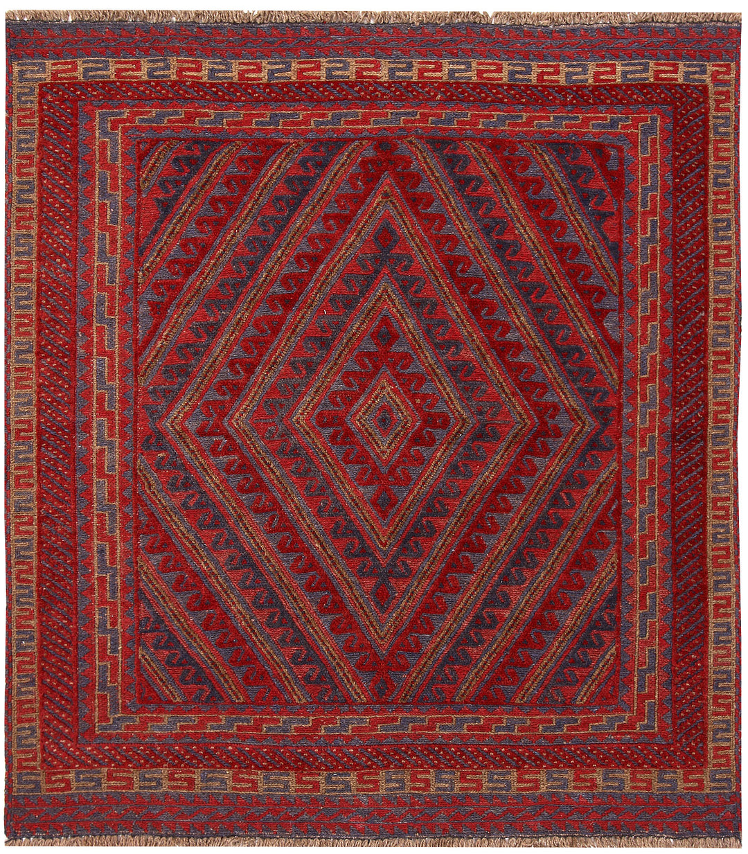 Dark Red Mashwani 3' 11 x 4' 4 - No. 63783 - ALRUG Rug Store