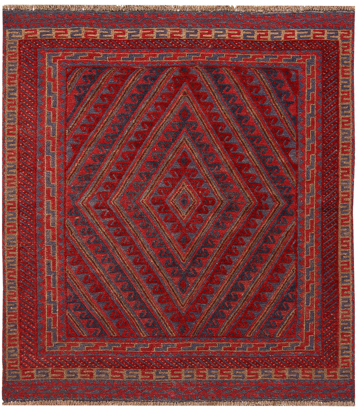 Dark Red Mashwani 3' 11 x 4' 4 - No. 63783 - ALRUG Rug Store