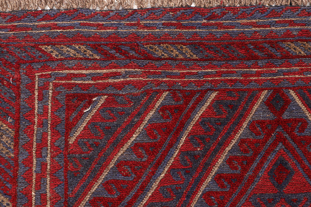 Dark Red Mashwani 3' 7 x 4' 2 - No. 63786 - ALRUG Rug Store