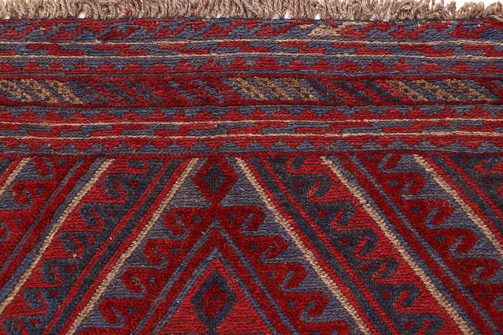 Dark Red Mashwani 3' 7 x 4' 2 - No. 63786 - ALRUG Rug Store