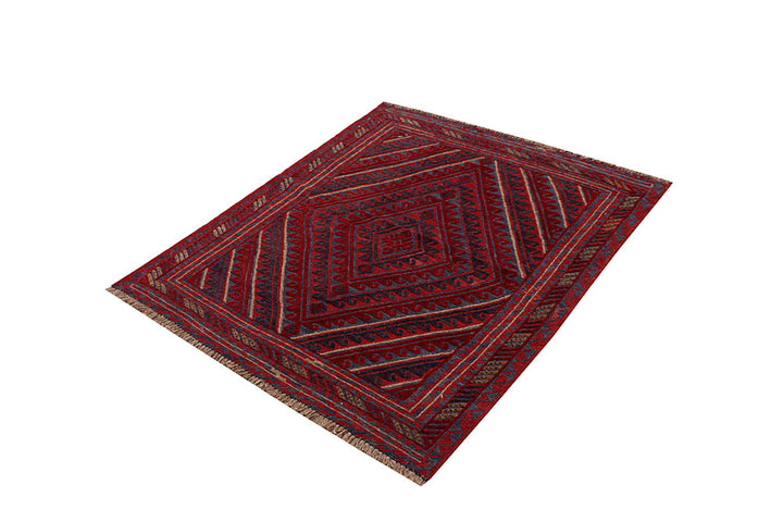 Dark Red Mashwani 3' 7 x 4' 2 - No. 63786 - ALRUG Rug Store