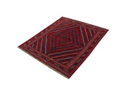 Dark Red Mashwani 3' 7 x 4' 2 - No. 63786 - ALRUG Rug Store