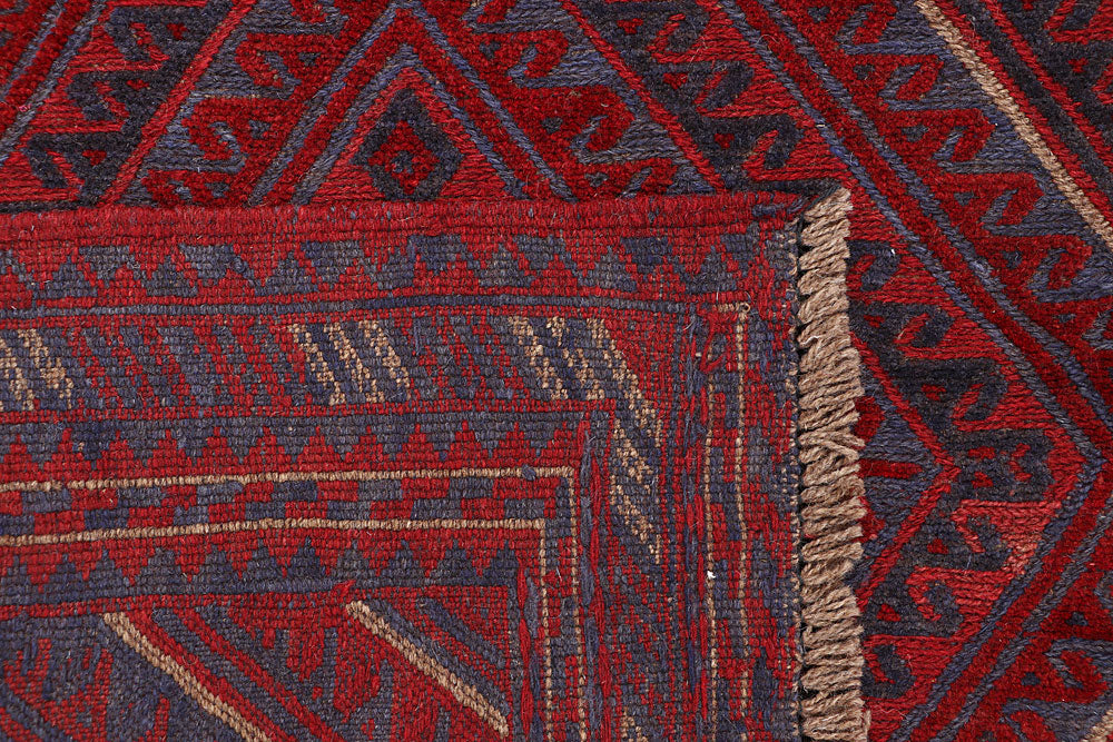 Dark Red Mashwani 3' 7 x 4' 2 - No. 63786 - ALRUG Rug Store