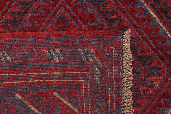 Dark Red Mashwani 3' 7 x 4' 2 - No. 63786 - ALRUG Rug Store