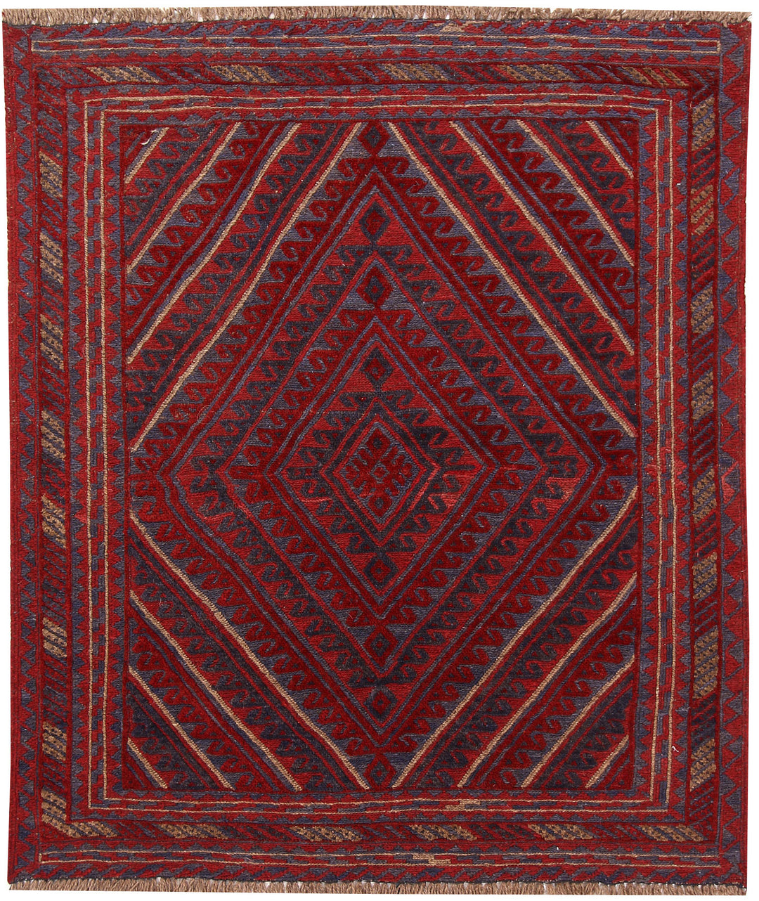Dark Red Mashwani 3' 7 x 4' 2 - No. 63786 - ALRUG Rug Store