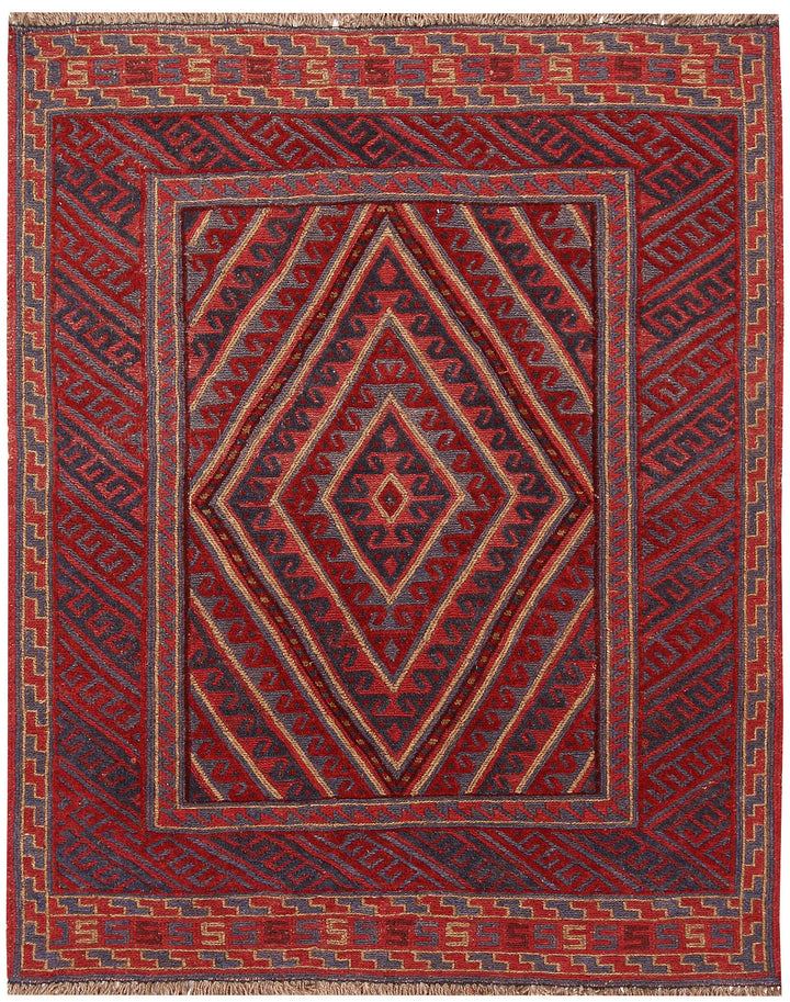 Dark Red Mashwani 3' 6 x 4' 3 - No. 63787