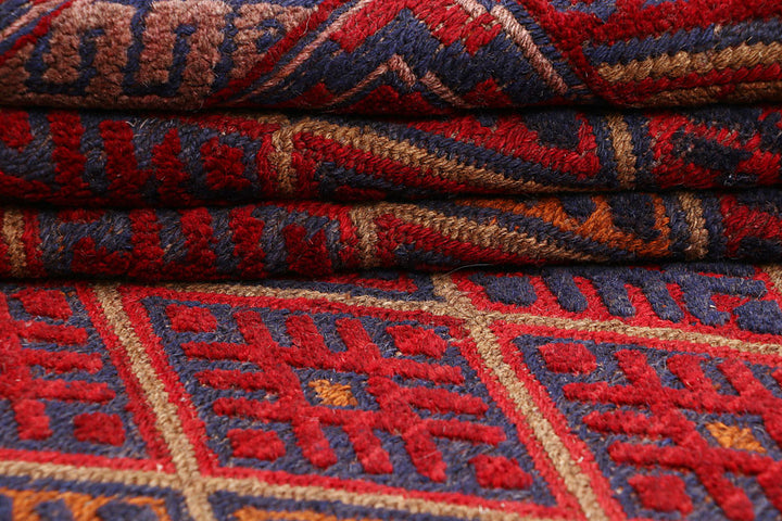 Dark Red Mashwani 3' 11 x 4' 4 - No. 63789 - ALRUG Rug Store