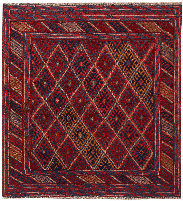 Dark Red Mashwani 3' 11 x 4' 4 - No. 63789 - ALRUG Rug Store