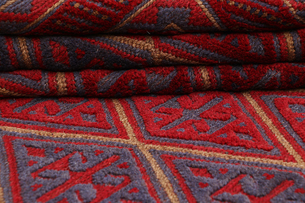 Dark Red Mashwani 3' 8 x 4' 3 - No. 63790 - ALRUG Rug Store