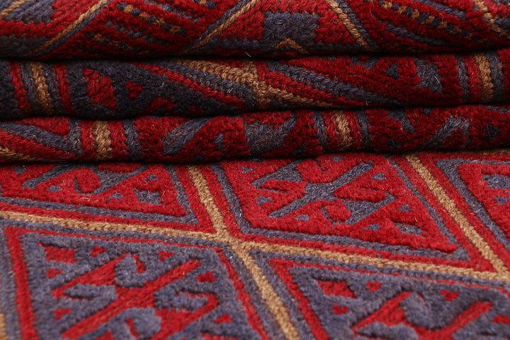 Dark Red Mashwani 3' 8 x 4' 3 - No. 63790 - ALRUG Rug Store