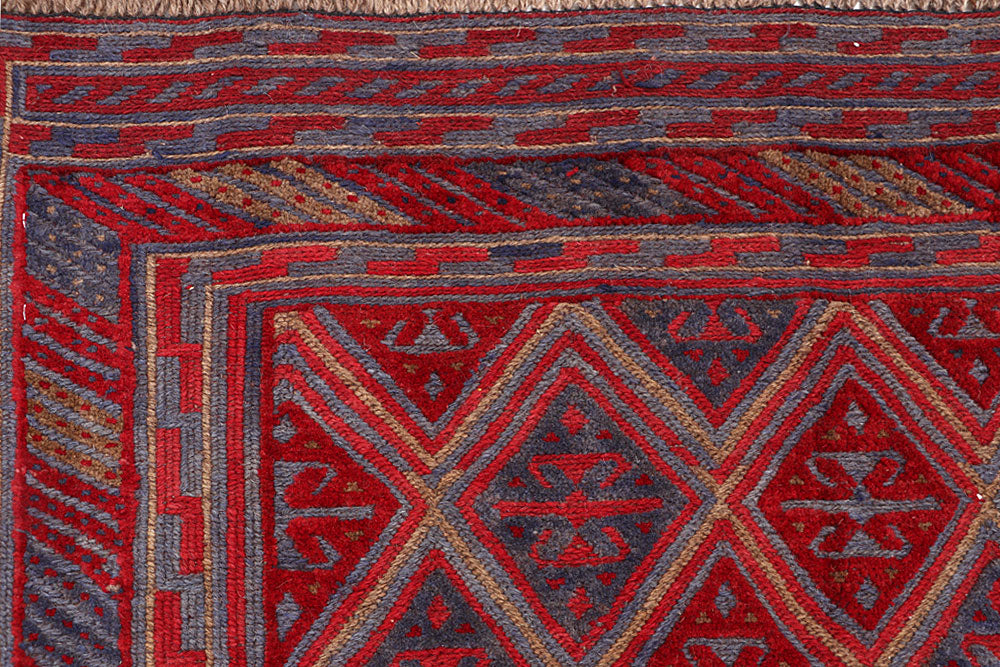 Dark Red Mashwani 3' 8 x 4' 2 - No. 63794 - ALRUG Rug Store