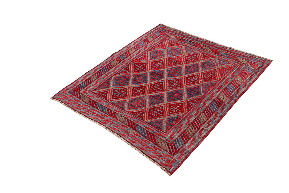 Dark Red Mashwani 3' 8 x 4' 2 - No. 63794 - ALRUG Rug Store