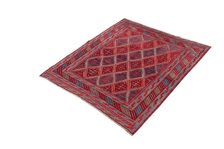 Dark Red Mashwani 3' 8 x 4' 2 - No. 63794 - ALRUG Rug Store