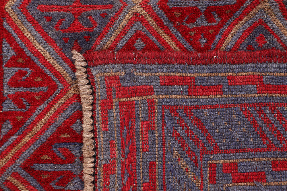 Dark Red Mashwani 3' 8 x 4' 2 - No. 63794 - ALRUG Rug Store
