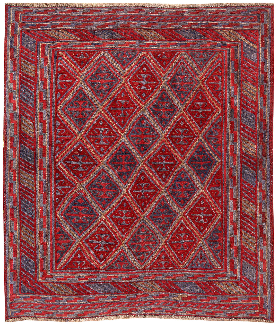 Dark Red Mashwani 3' 8 x 4' 2 - No. 63794 - ALRUG Rug Store