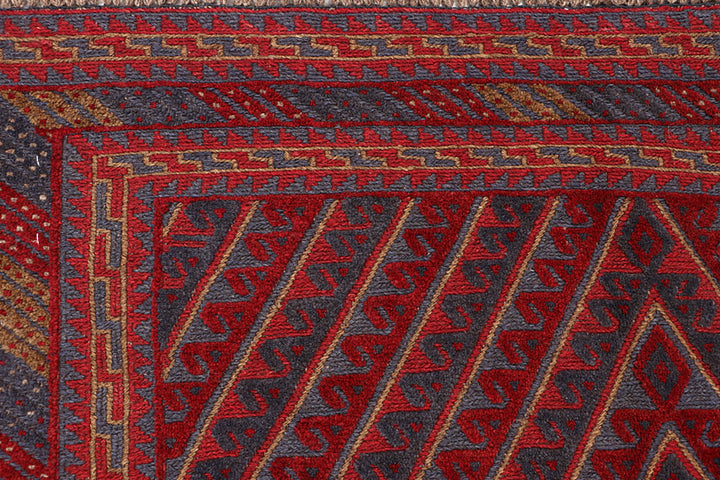Dark Red Mashwani 3' 9 x 4' 3 - No. 63795 - ALRUG Rug Store