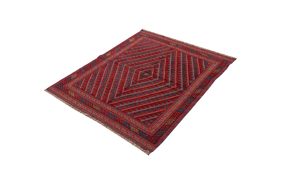 Dark Red Mashwani 3' 9 x 4' 3 - No. 63795 - ALRUG Rug Store