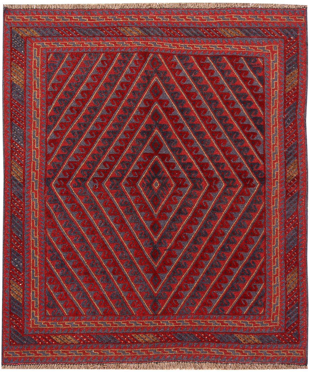 Dark Red Mashwani 3' 9 x 4' 3 - No. 63795 - ALRUG Rug Store